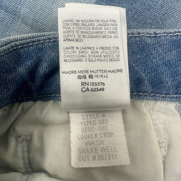 Mother The Looker Crop Jeans Size 29 In Shake Well Wash Blue Stretch Distressed - Picture 8 of 16